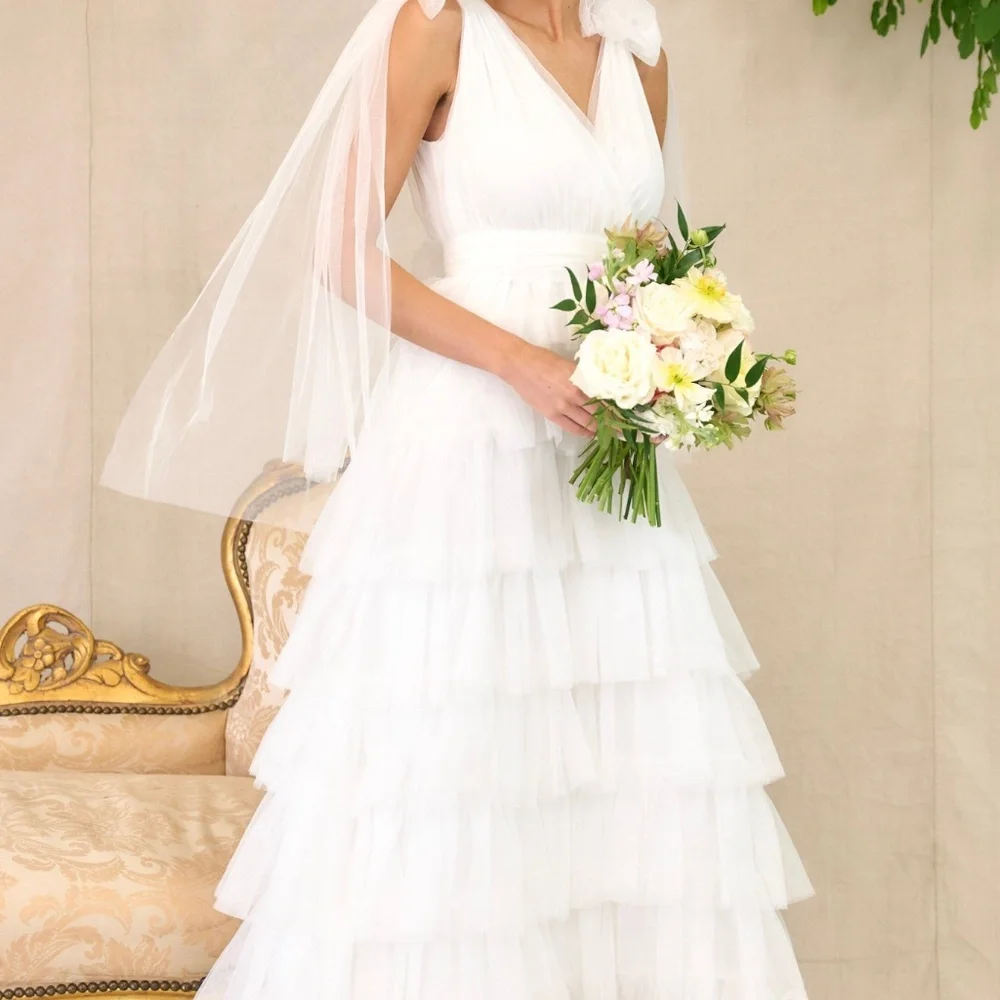 Red Dress Creating Memories White Tiered Tulle Maxi Dress Size SS / White - Picture 2 of 3